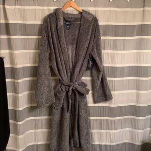 Super soft and cozy hooded grey robe